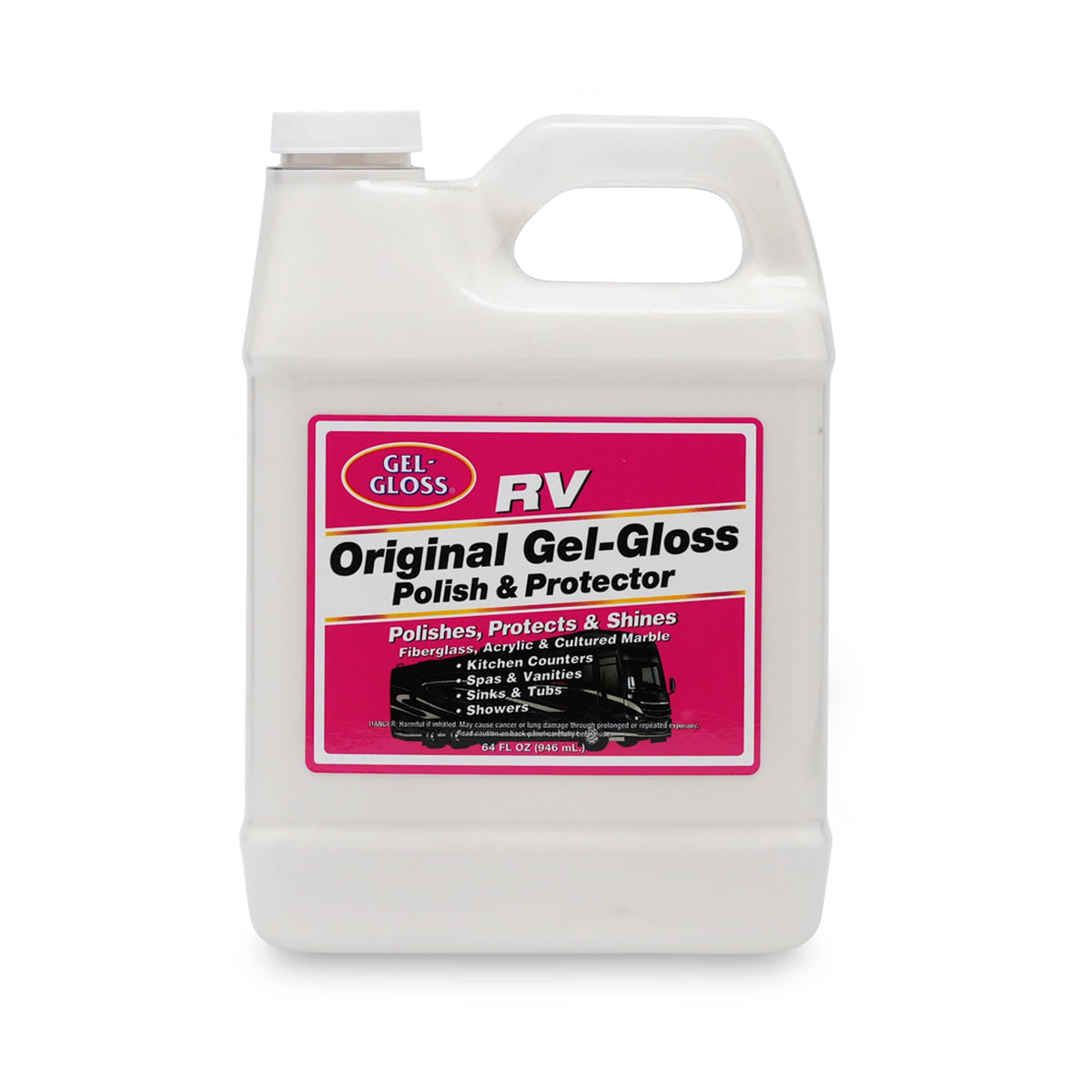 TR Gel-Gloss 64 oz bottle ready for polishing kitchen and bath surfaces.