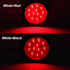 Traberm 12-LED round tail light closeup shows bright signaling for safer towing.