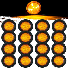 Traberm 16Pcs 2in amber LED trailer side marker light with four LEDs for visibility
