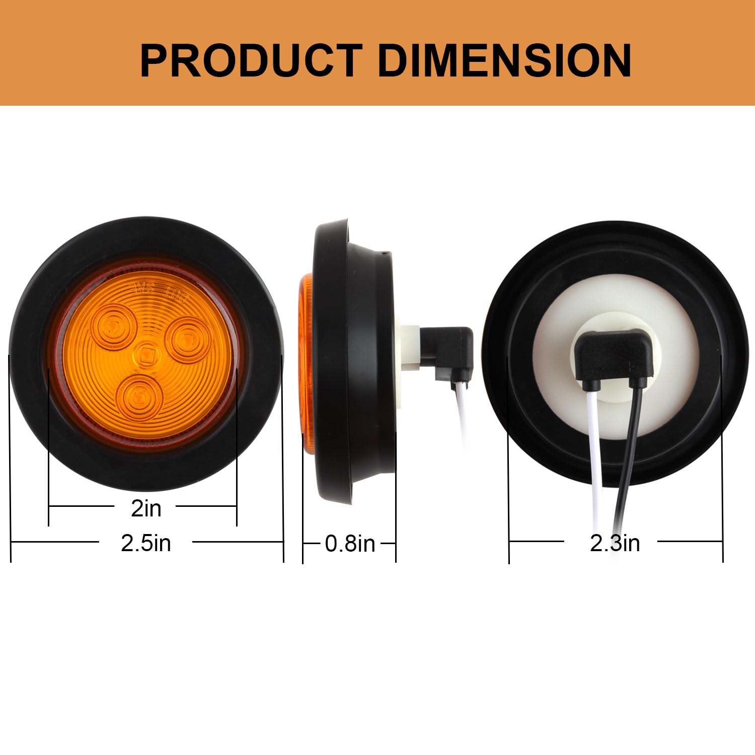 Traberm four-bead high-brightness amber LED light ideal as side marker or clearance