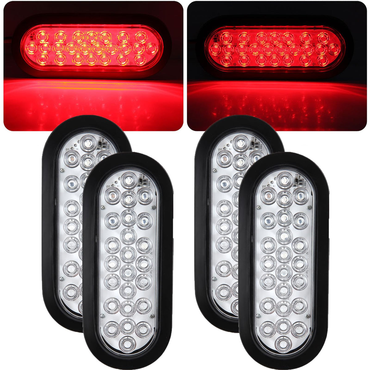 Traberm 4pc 6in oval LED tail light with clear lens for durable trailer lighting in all weather.
