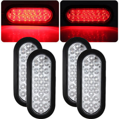Traberm 4pc 6in oval LED tail light with clear lens for durable trailer lighting in all weather.