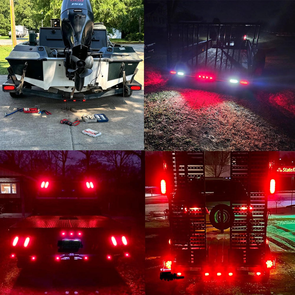 Clear lens red LED design helps visibility while preserving a clean trailer look.