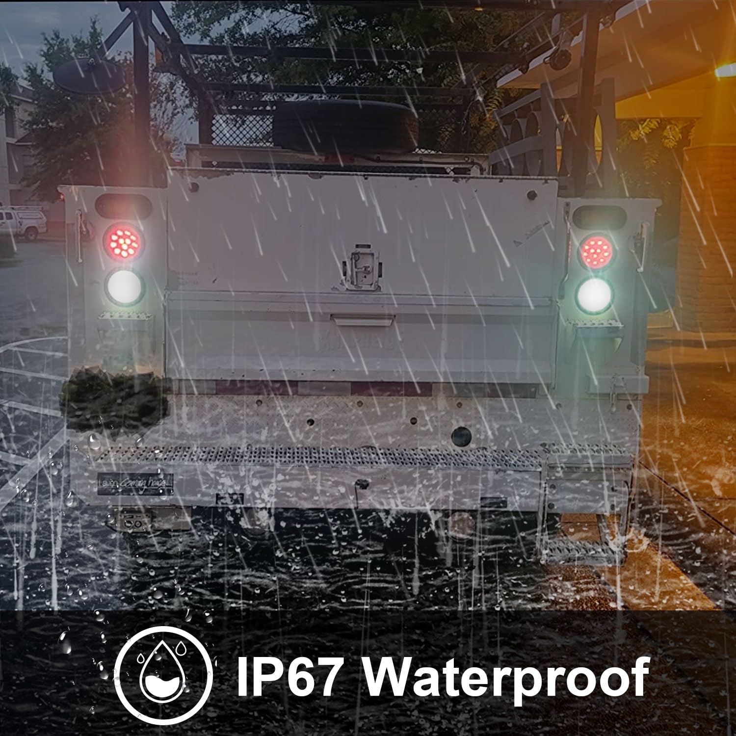 Traberm IP67 sealed LED tail light resists dust and water spray.