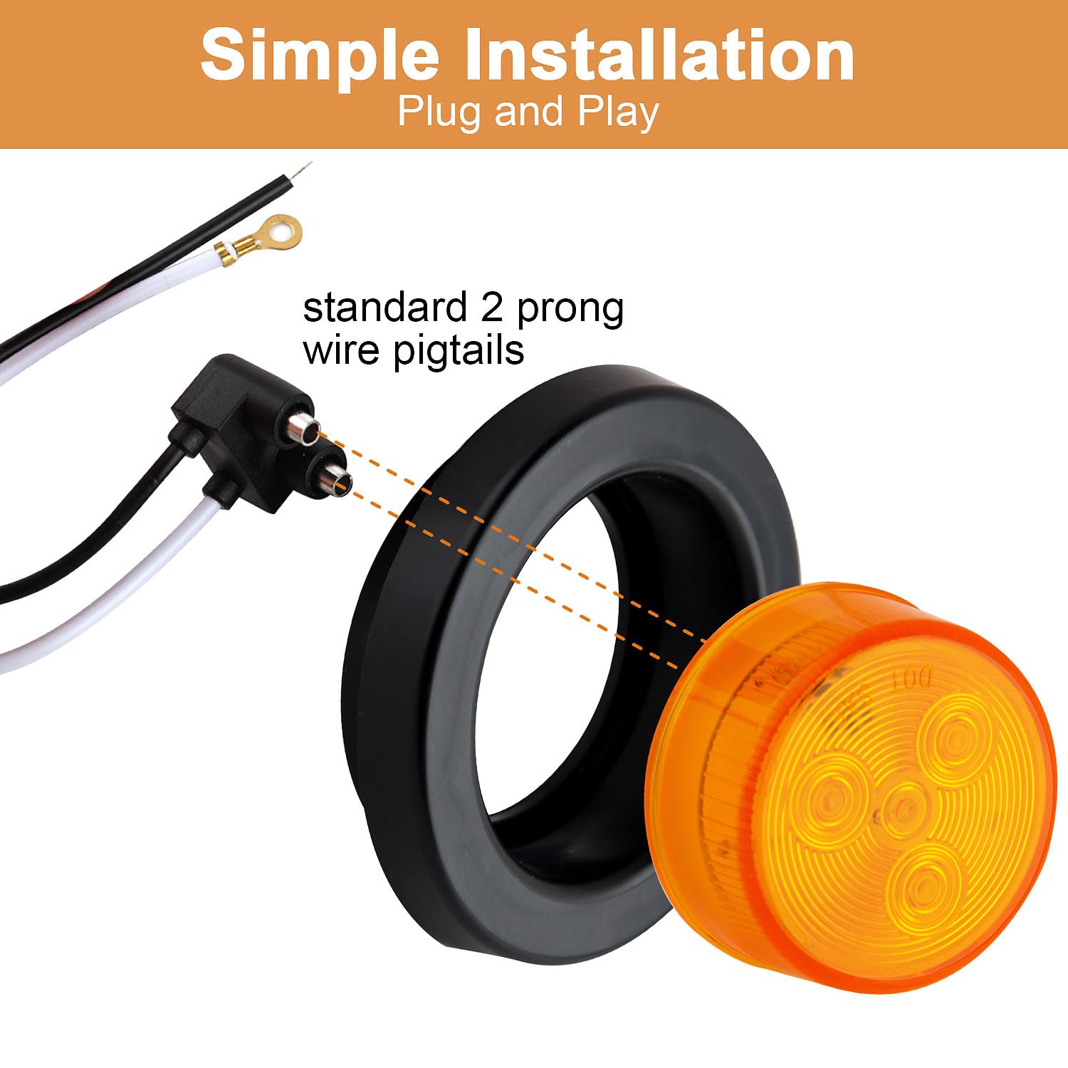 Traberm IP67 waterproof amber LED marker light for outdoor trailer use
