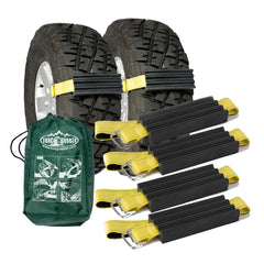 TRACGRABBER set of traction straps ready for off-road recovery in snow.