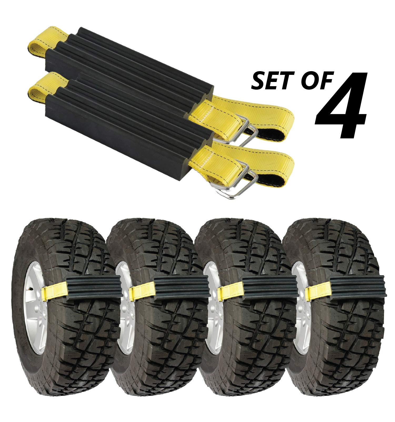 TRACGRABBER size and tire fit for standard to all-terrain tires.