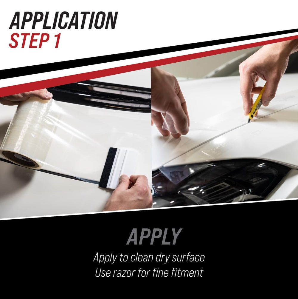 Track Armour quarter-panel protection film guards against scratches on road trips.