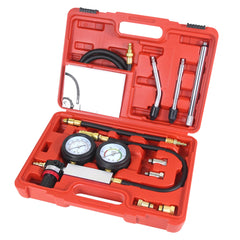 TradeINArt dual gauge display shows pressure and leak rate for quick checks.