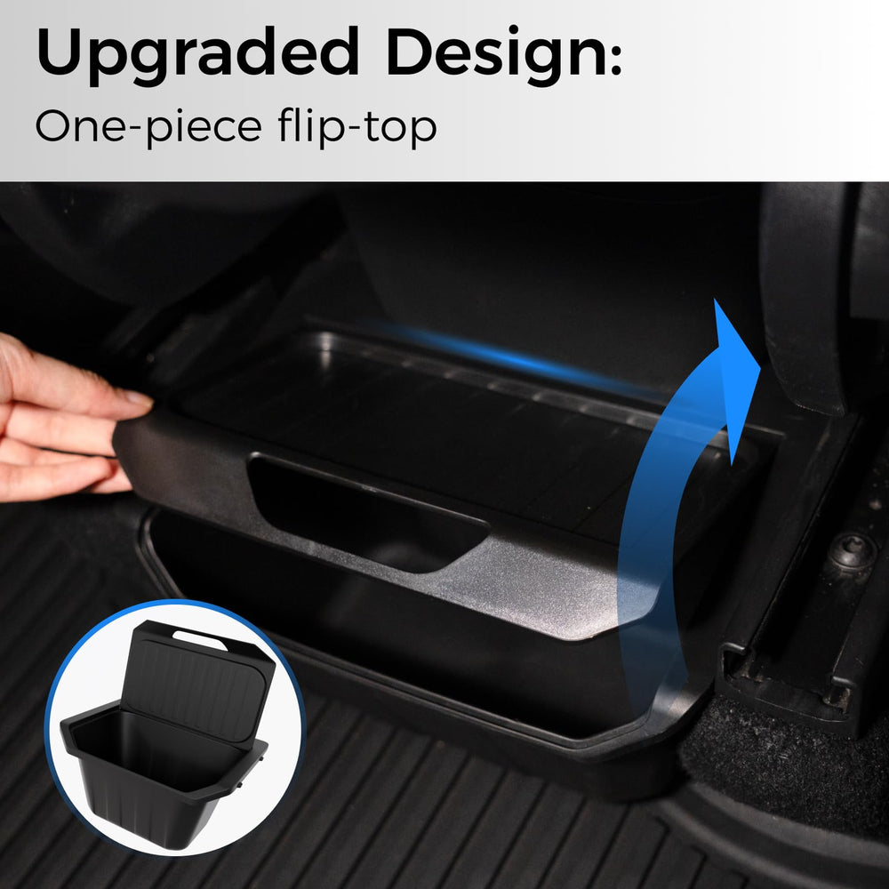 Ample storage for phones, wallets, keys, and tissues in Model Y TRATHM