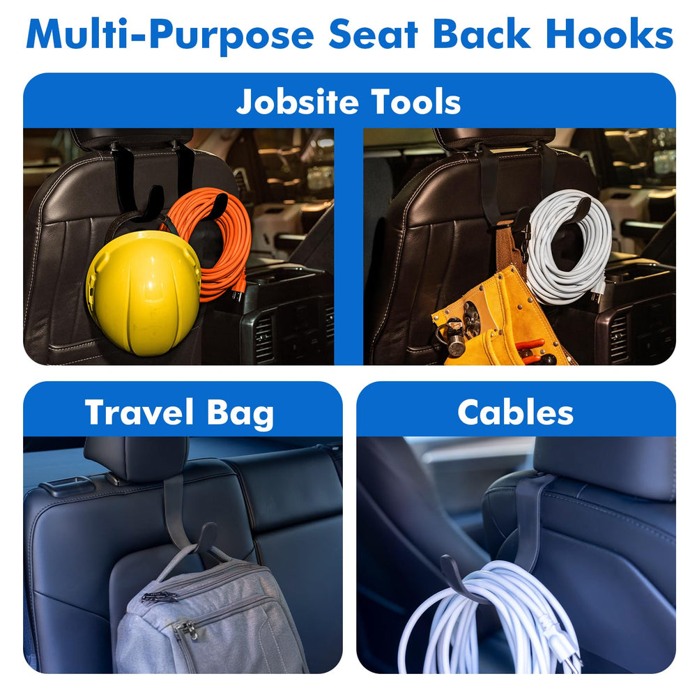 Travel Depot footwell remains clear with headrest hooks preventing loose items