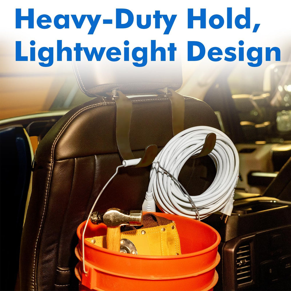 Travel Depot heavy-duty headrest hook supports up to 44 lbs for bags.