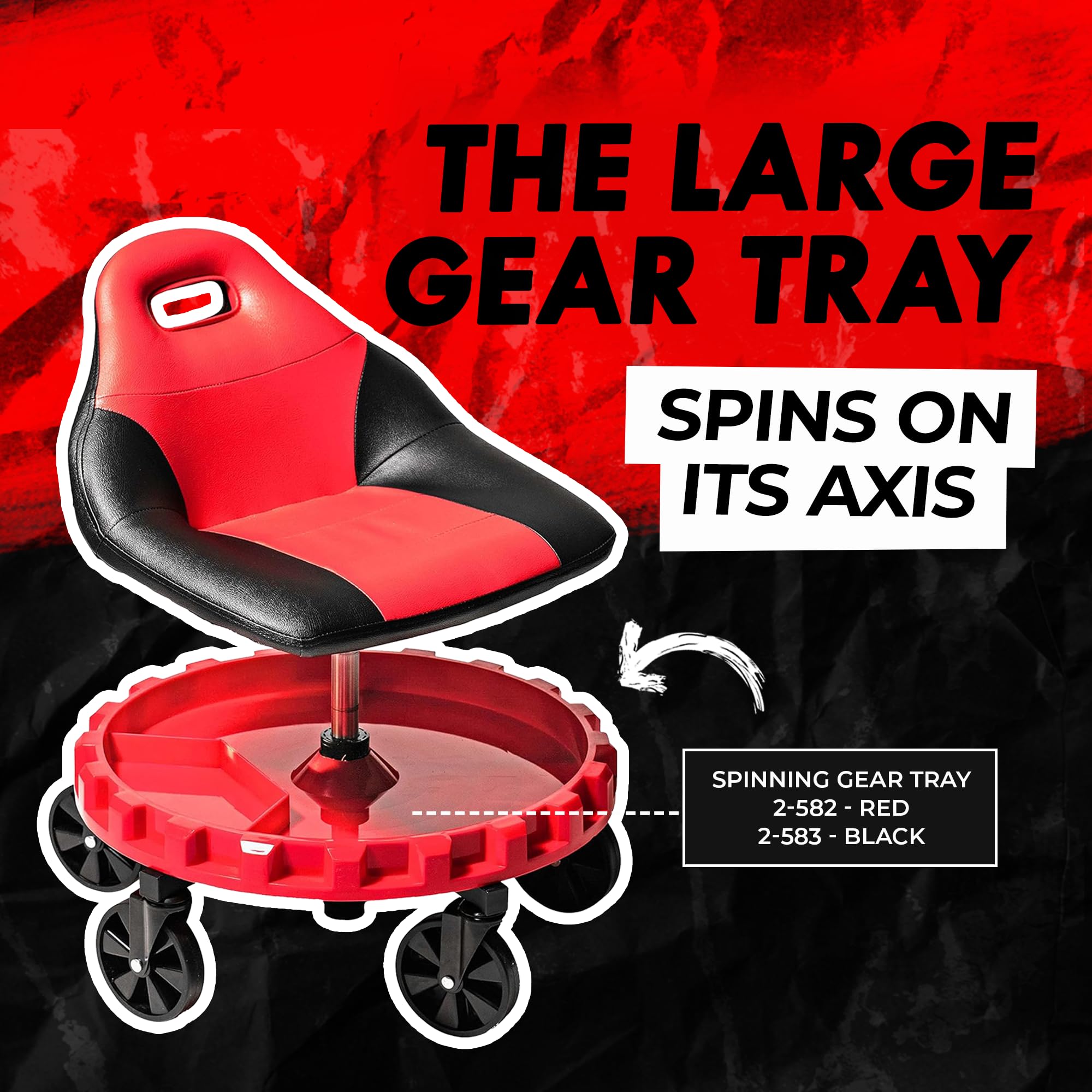 Traxion gear tray spins for fast tool location.