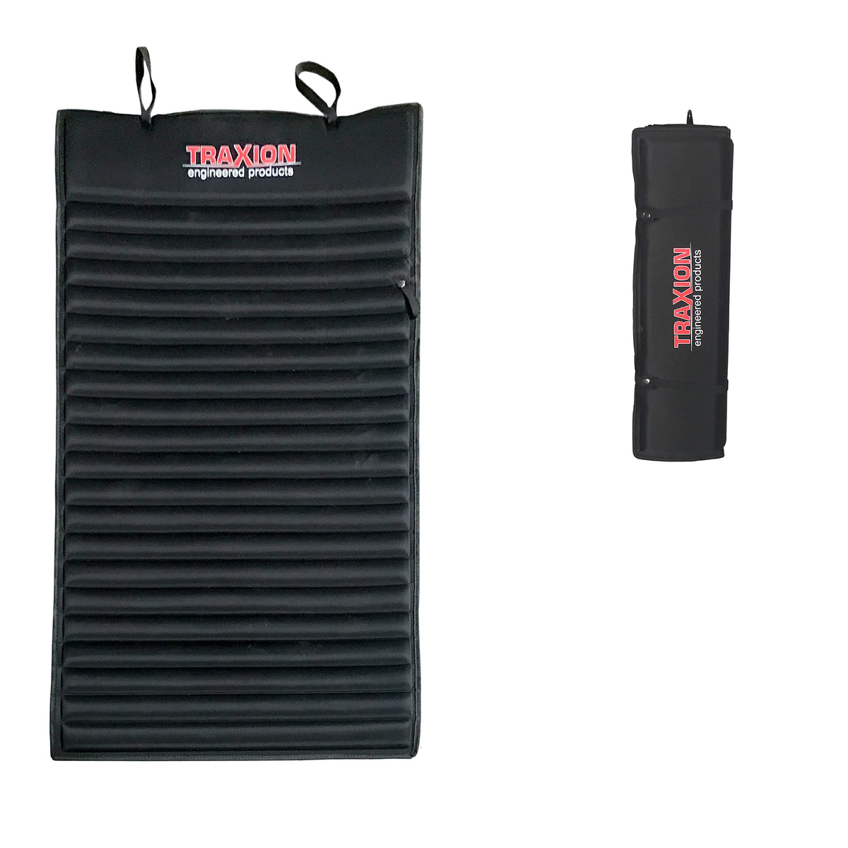 Traxion VersaMat roll-up foam pad provides cushioned kneeling support on concrete.
