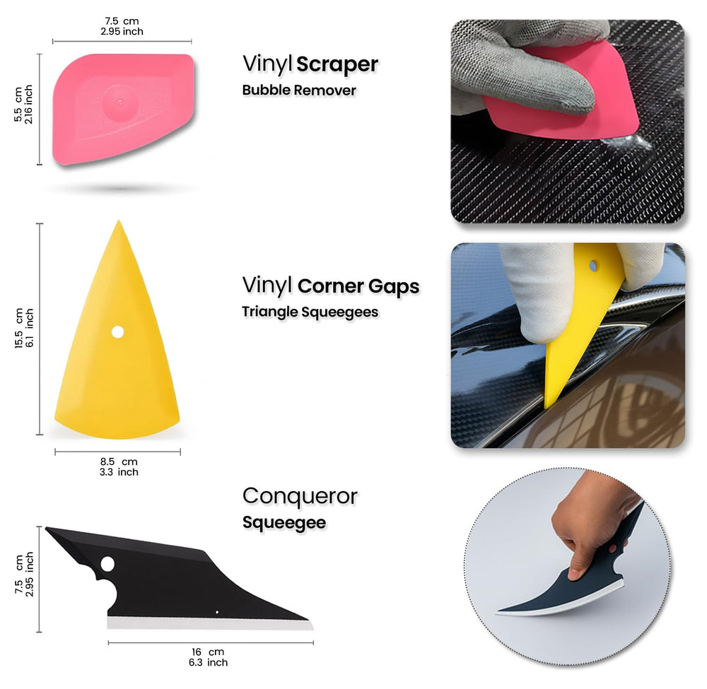 Trayclicks PPF squeegee with TPU rubber for flexible, scratch-free pressure on curves