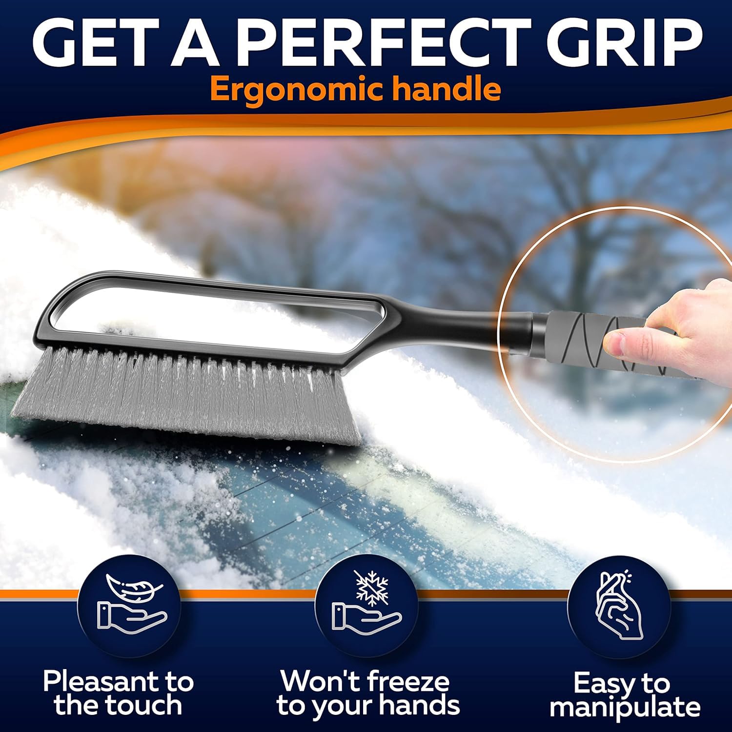 Trazon foam grip handle enhances comfort during ice removal