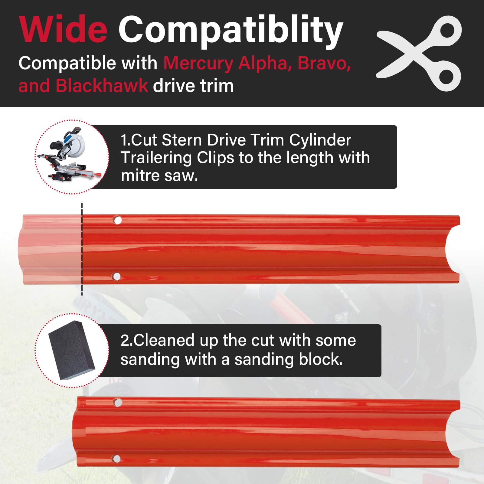 Trdzi stern drive trim clip works with Blackhawk for secure trailering