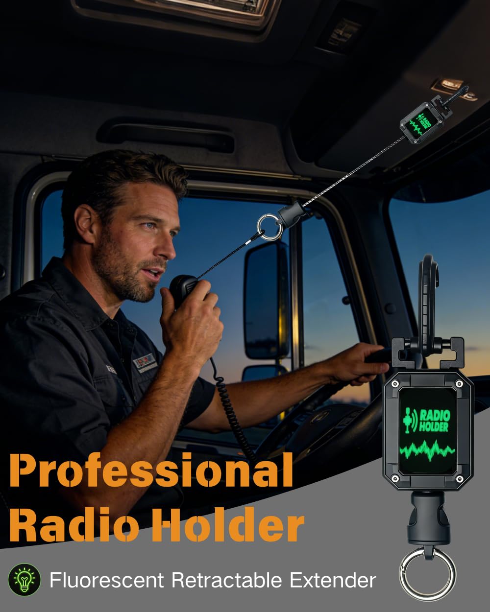 Treayes 28-inch retractable cord radio holder enabling smooth extension and secure stowage