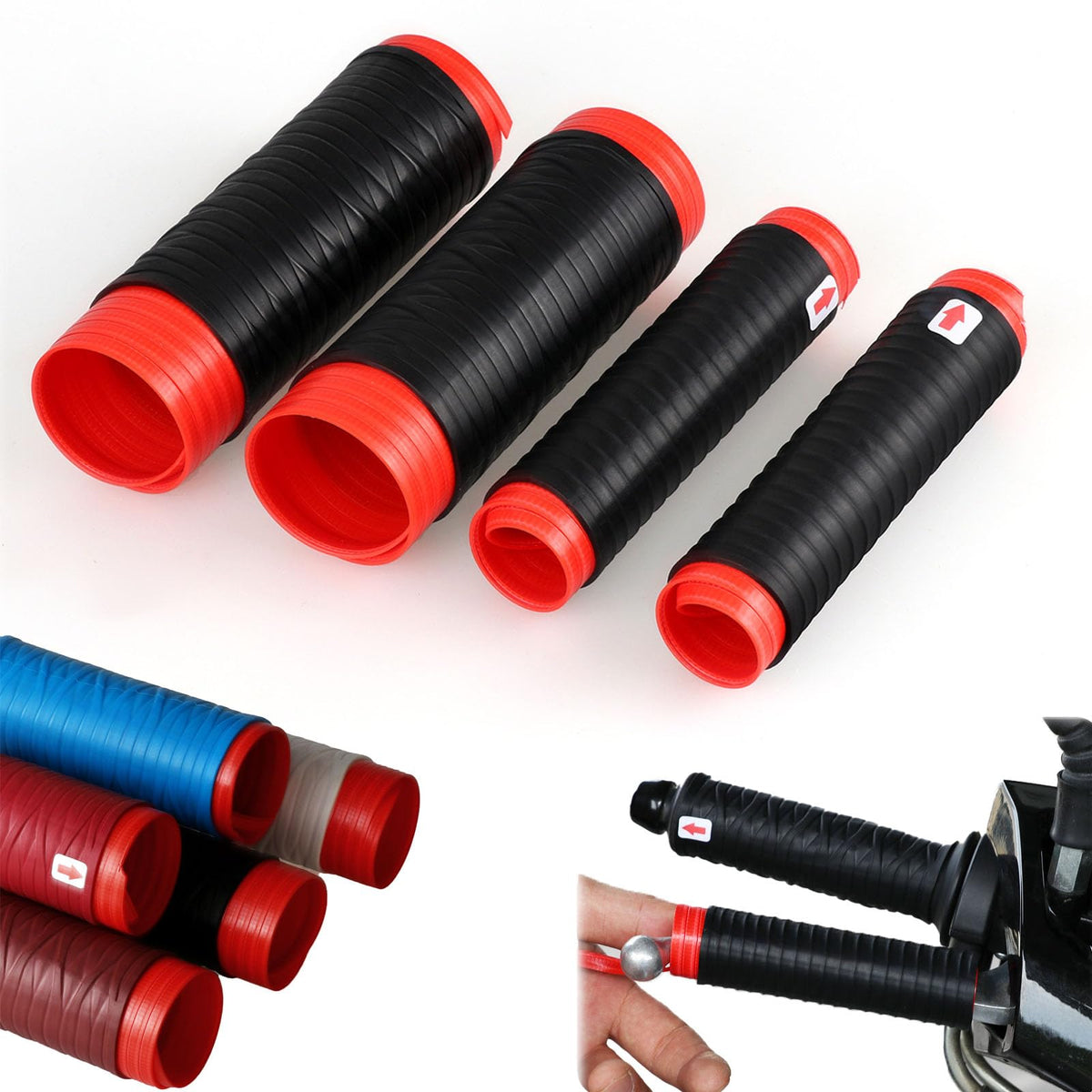 Treayes universal silicone handlebar cover side view shows non-slip grip for better control
