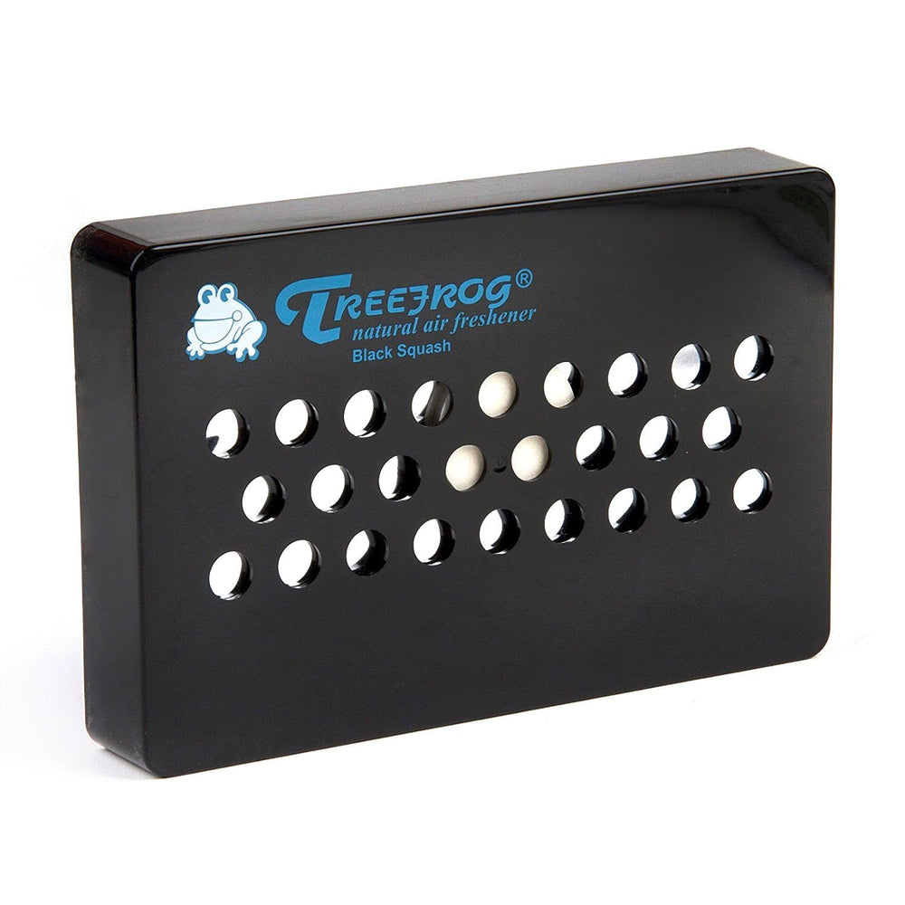 Treefrog Xtreme Fresh Air Squash shown in car for quick scent refresh.