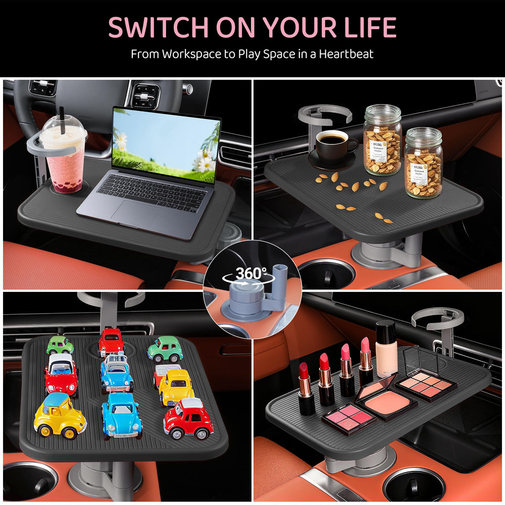 Treesiche birch tabletop delivers durable, stylish car dining and workstation space.