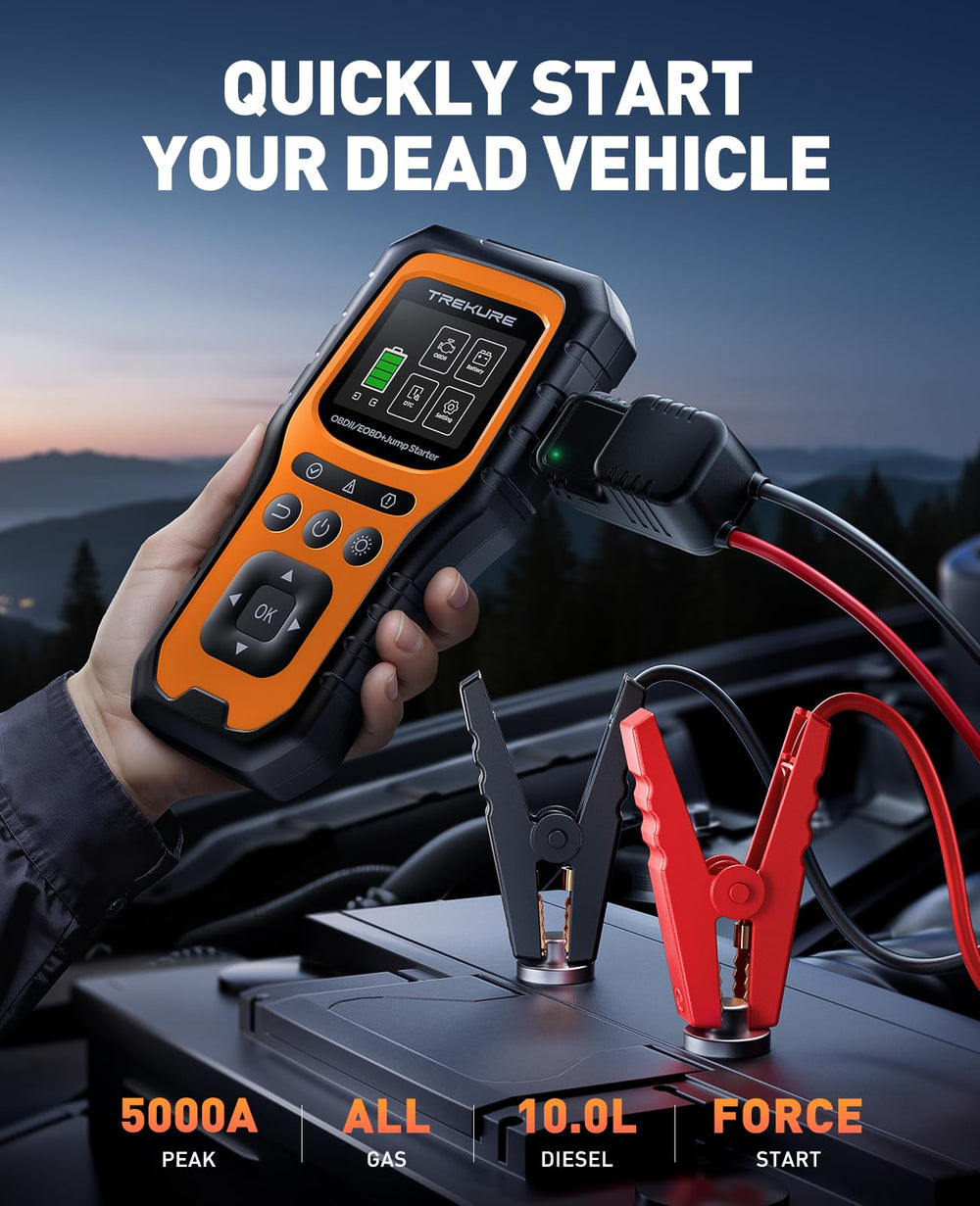 TREKURE 5000A portable jump starter powering vehicles fast