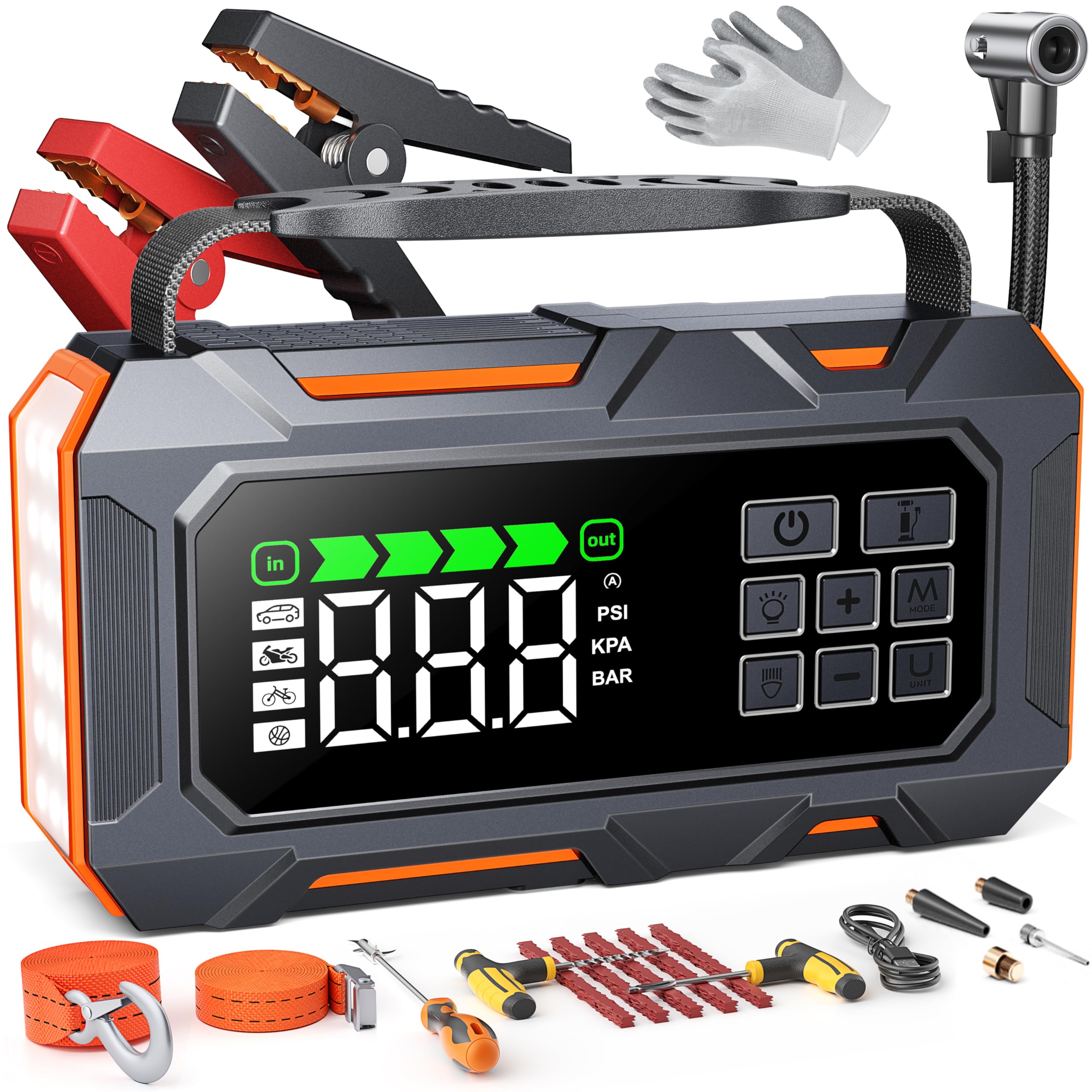 TREKURE 8000A jump starter with compact display for quick starts