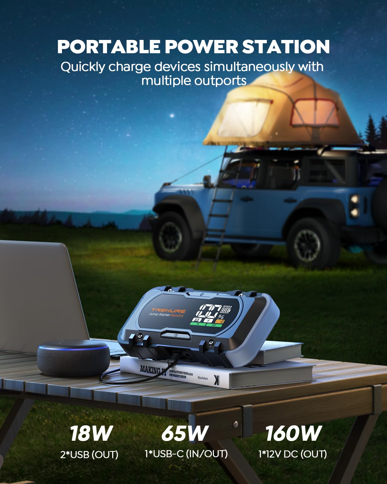 TREKURE 8000A LED emergency light offers broad visibility during roadside repairs.
