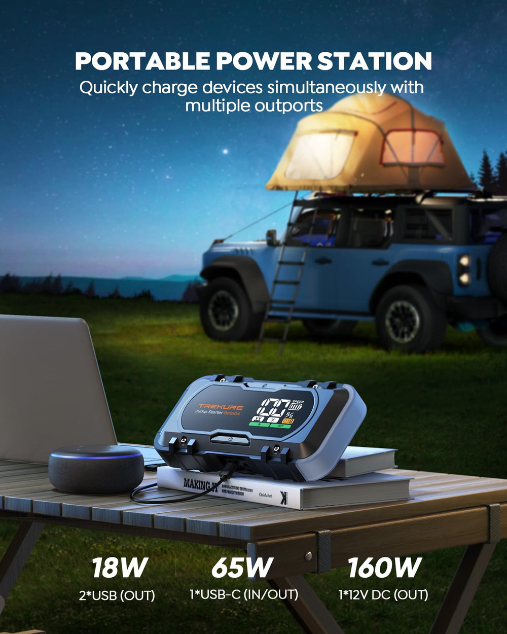 TREKURE 8000A LED emergency light offers broad visibility during roadside repairs.
