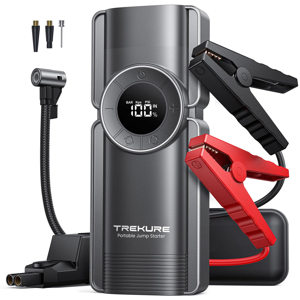 TREKURE portable jump starter front view for quick emergency starts