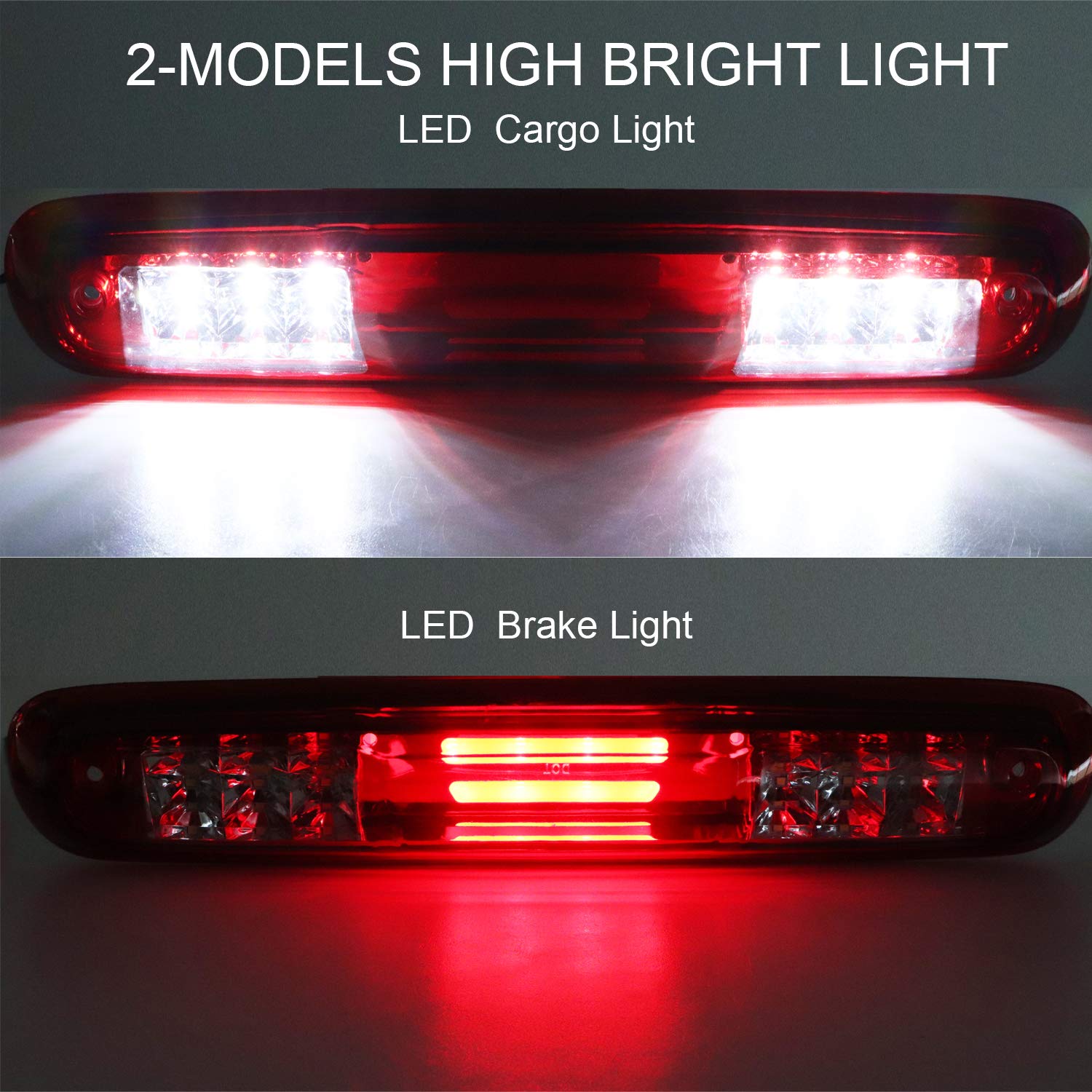 Tresound chrome housing red lens 3D LED bar brightens rear signal with premium look.