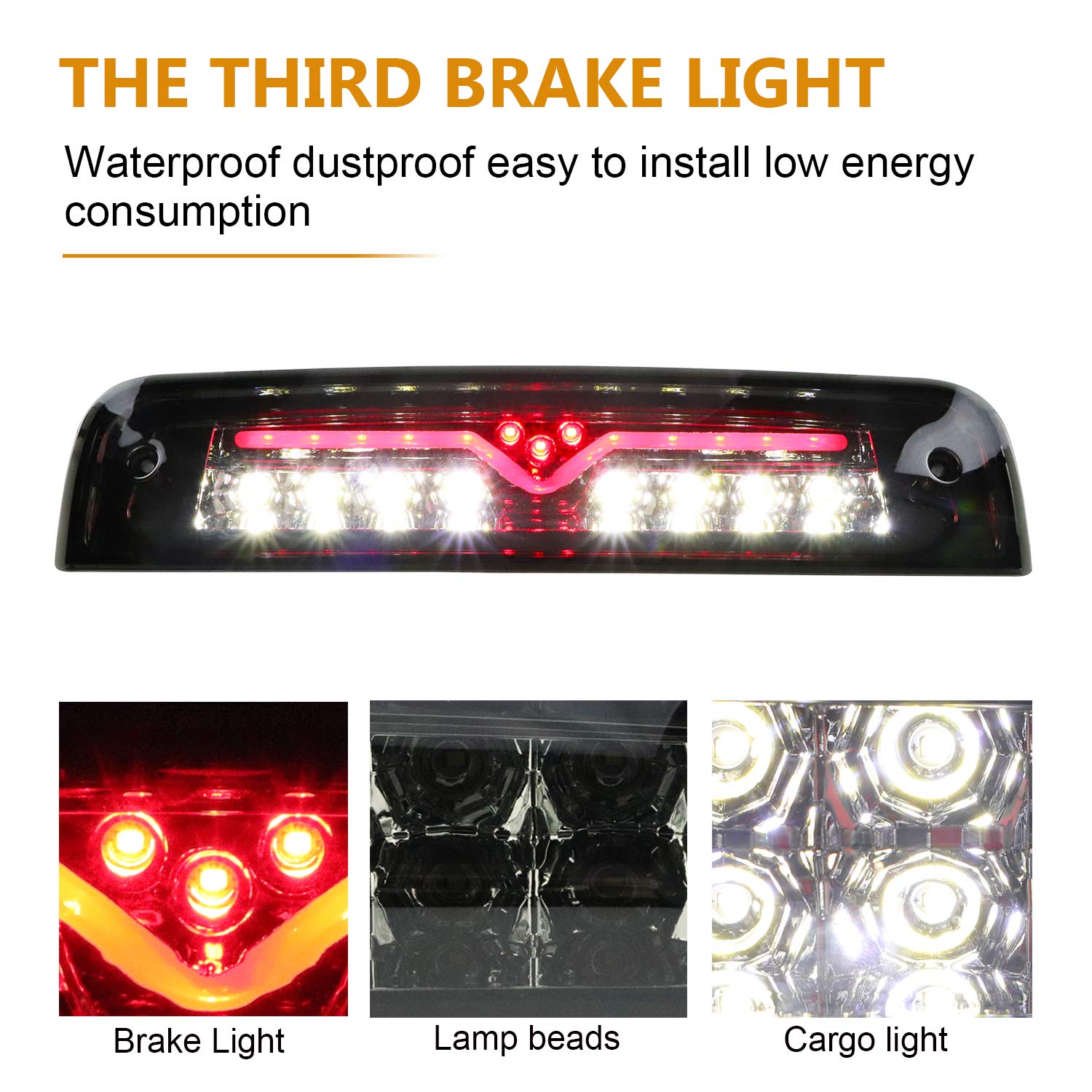 Tresound smoked 3rd brake light demonstrates weatherproof design for rain and snow.