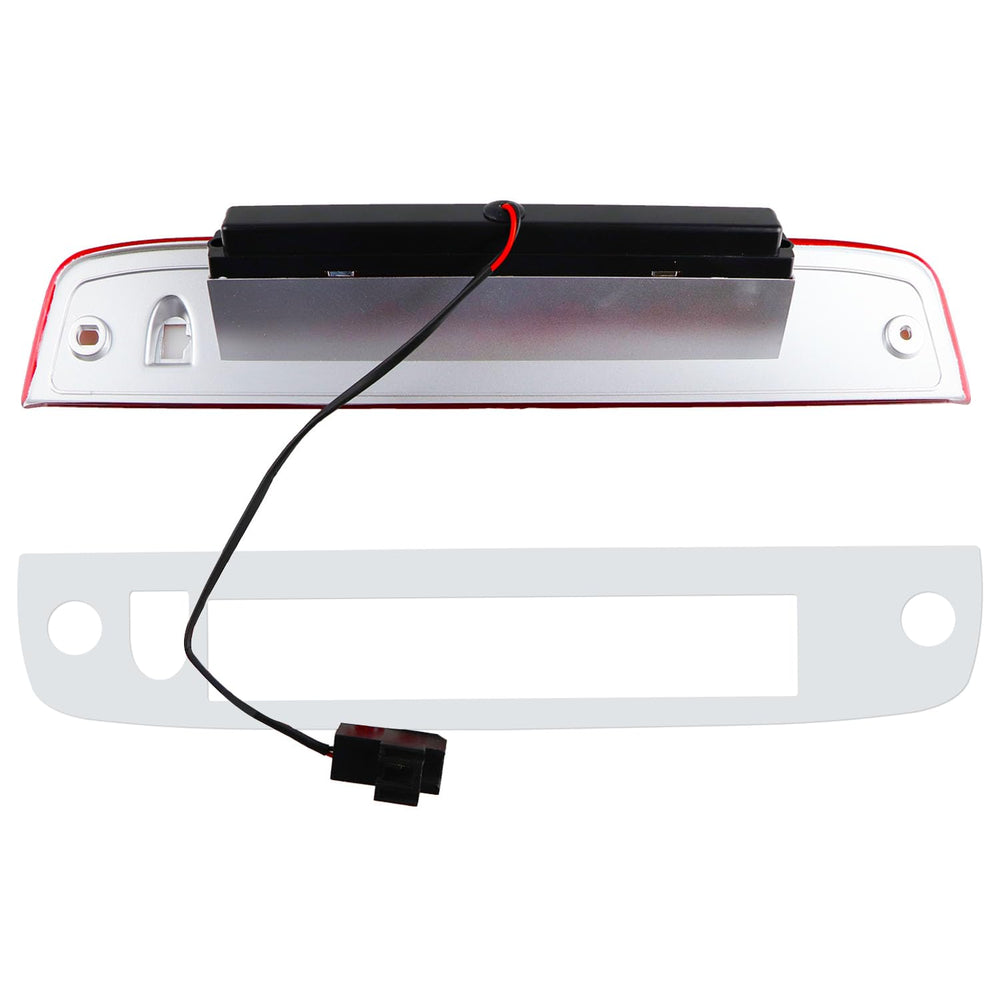 Rear view of a vehicle with Tresound LED 3rd brake light in chrome housing.