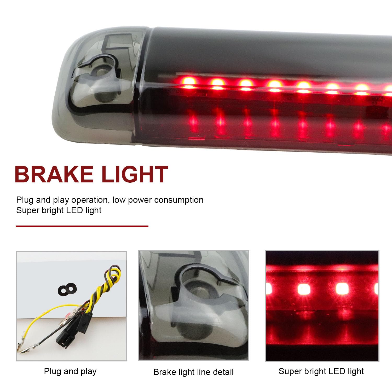 Tresound LED high-mount brake light smoked increases stop signal clarity.
