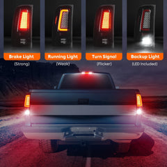 Front view of Tresound tail light shows chrome trim and smoked lens on a Sierra.