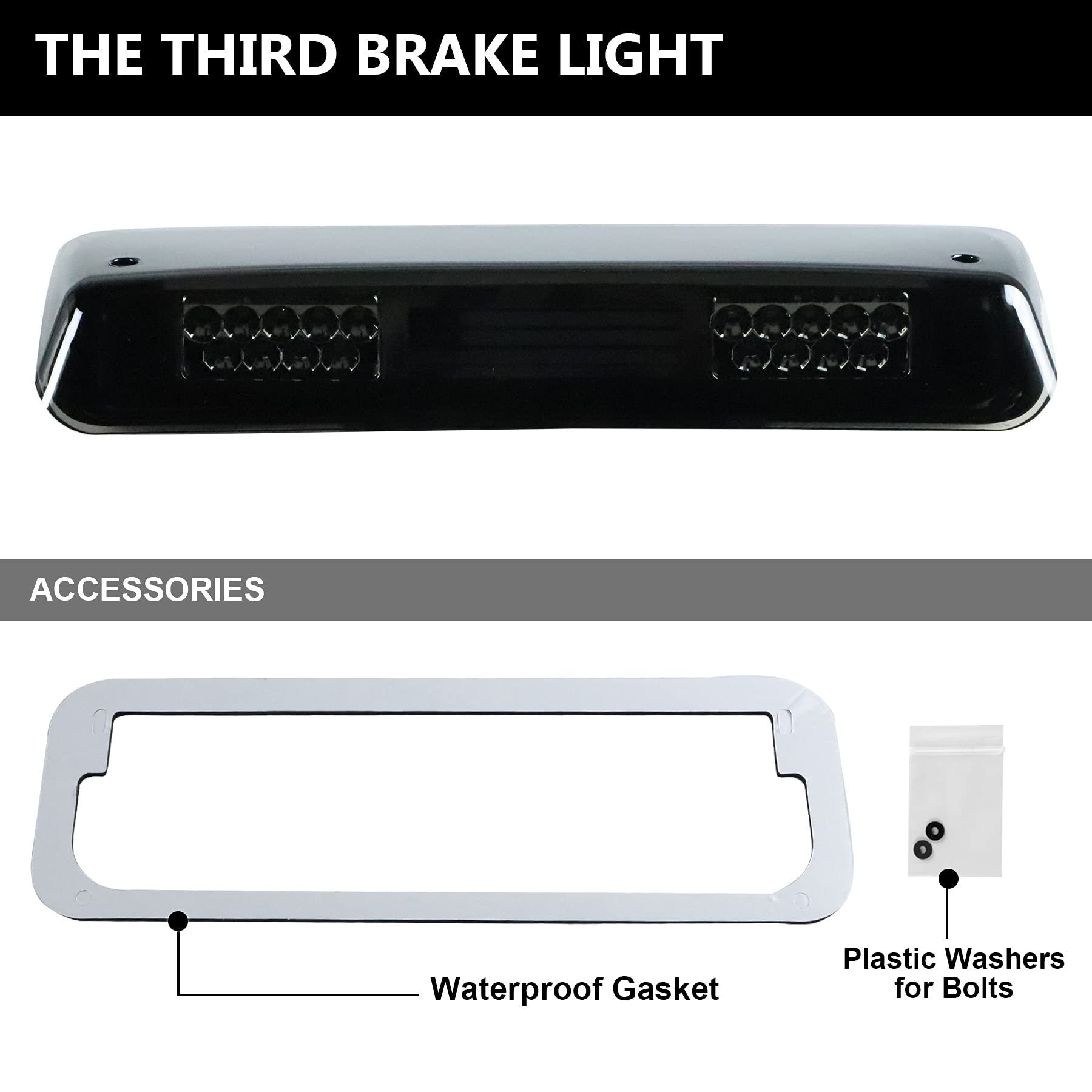 Tresound LED third brake light on Lincoln Mark LT smoked lens improving rear signaling in rain