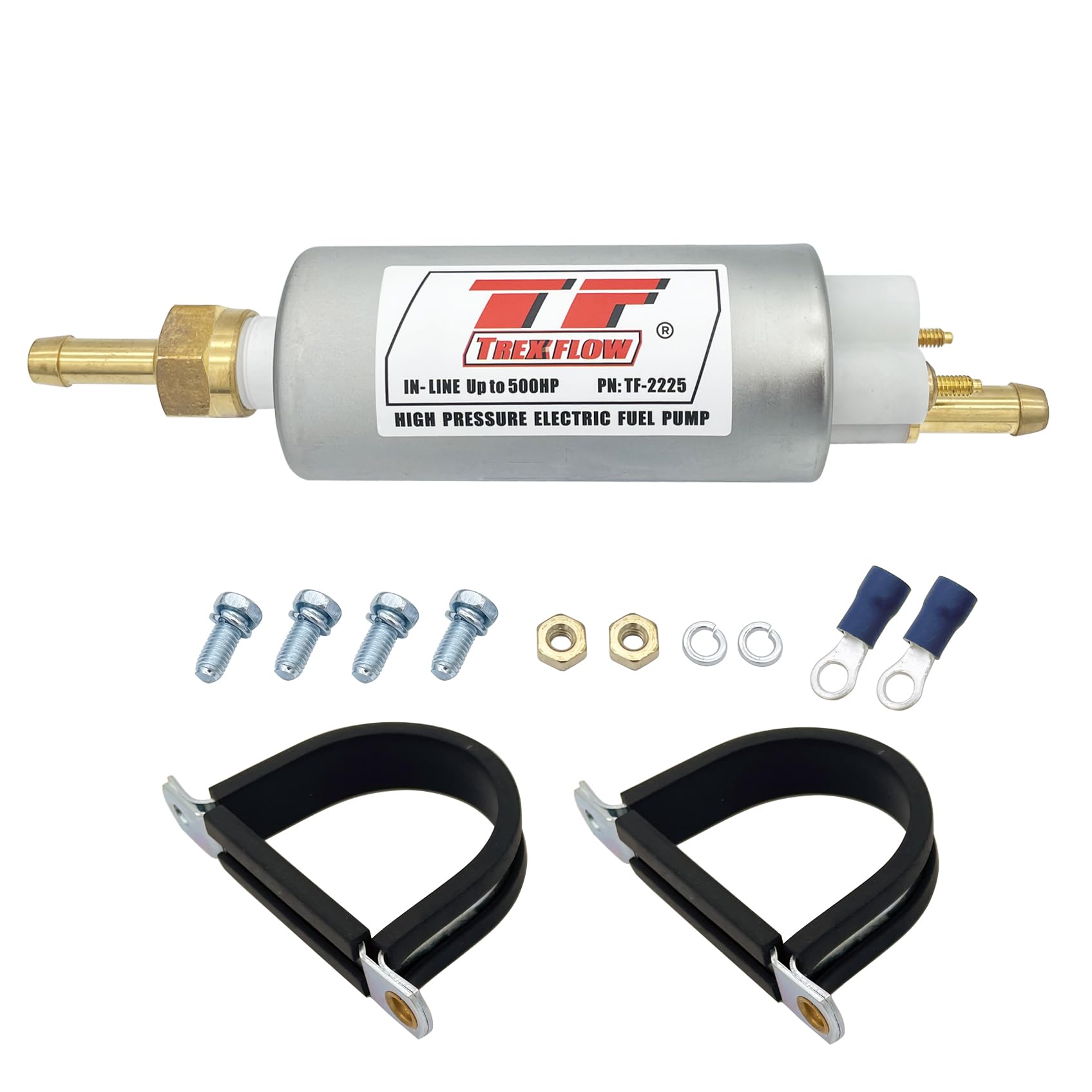 TREXFLOW TF 2225 inline fuel pump delivering reliable high-pressure fuel for EFI systems.
