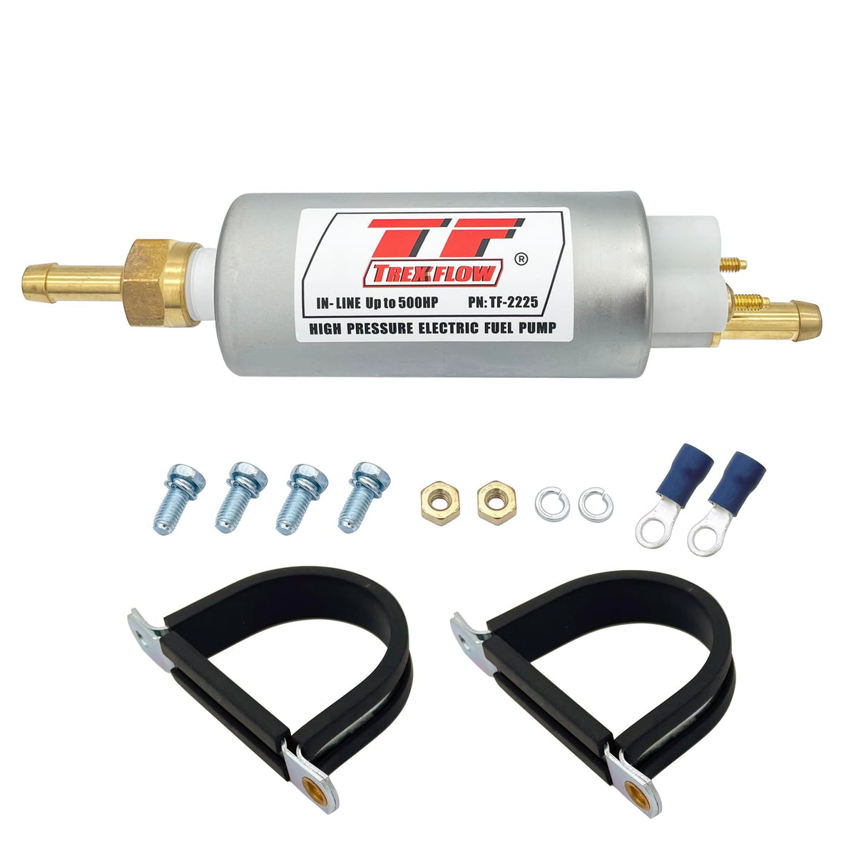 TREXFLOW TF 2225 inline fuel pump delivering reliable high-pressure fuel for EFI systems.