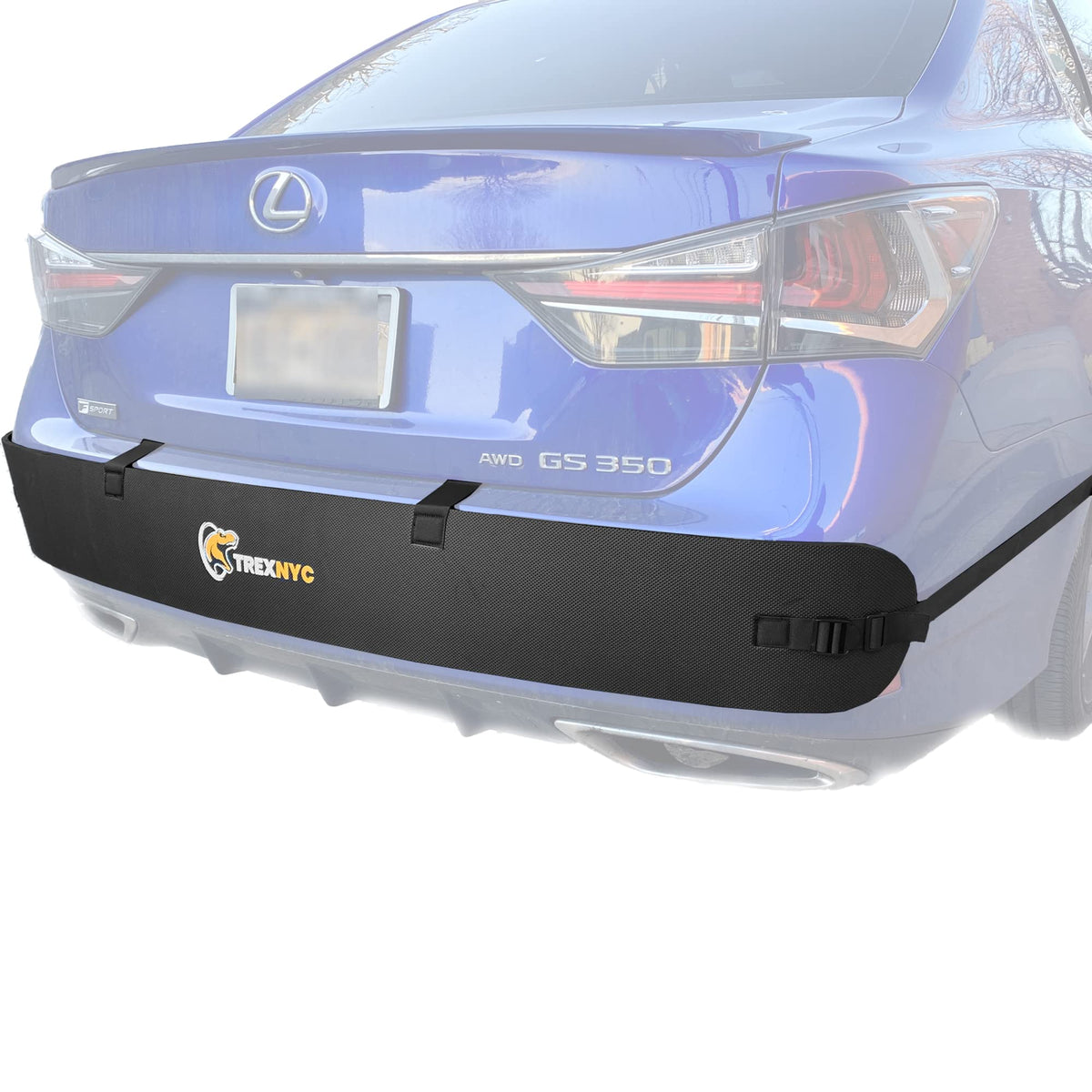 TrexNYC rear bumper guard installed on a car for curb-side protection