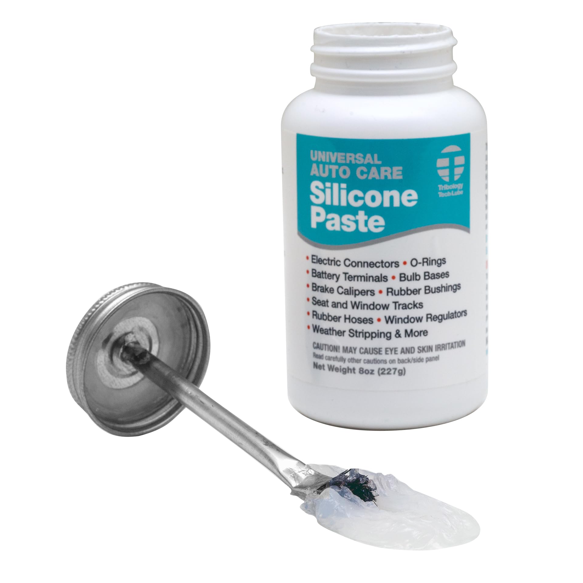 Tribology Tech-Lube silicone paste with brush on clear bottle for universal automotive protection