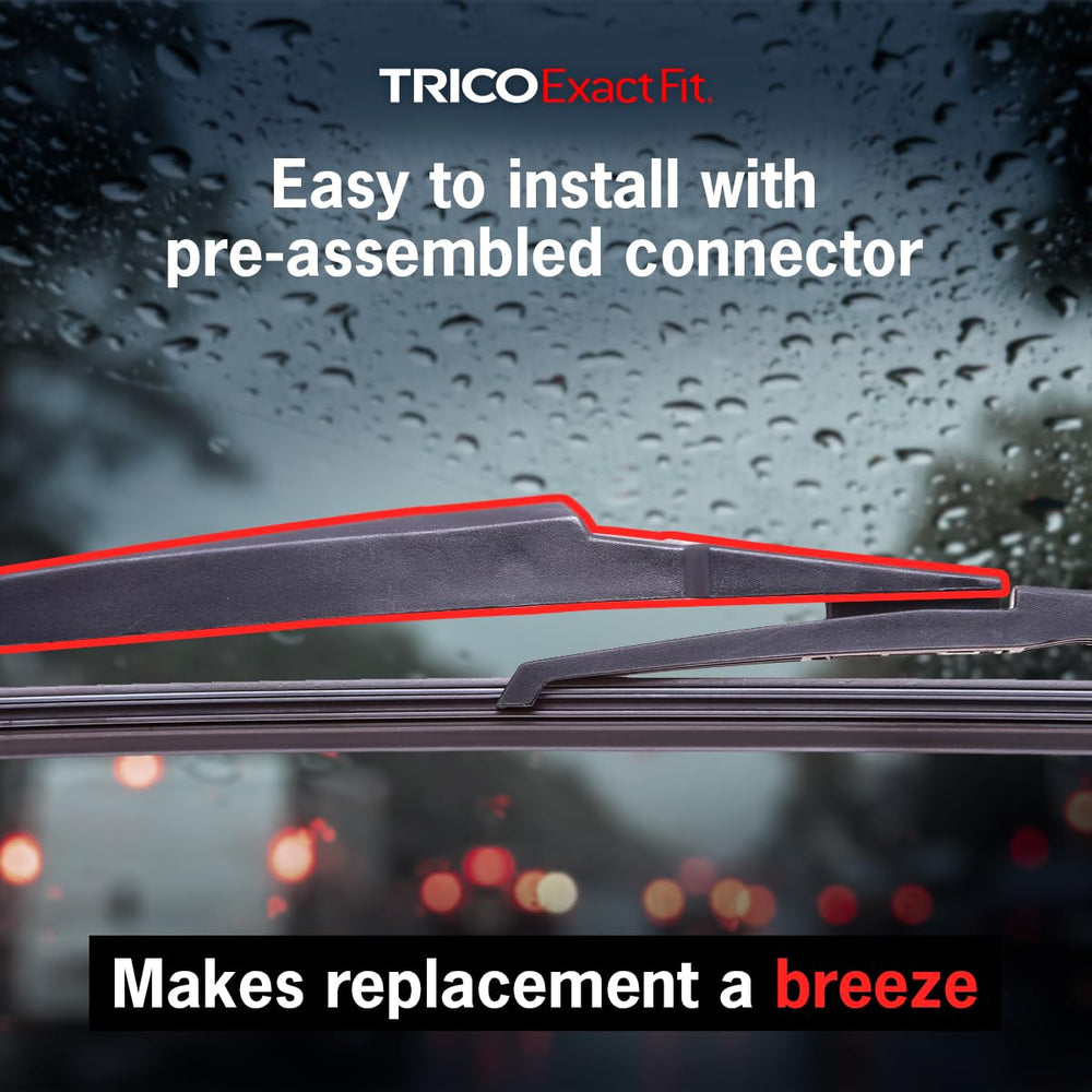 TRICO Exact Fit 12in rear wiper blade broad compatibility with many models.