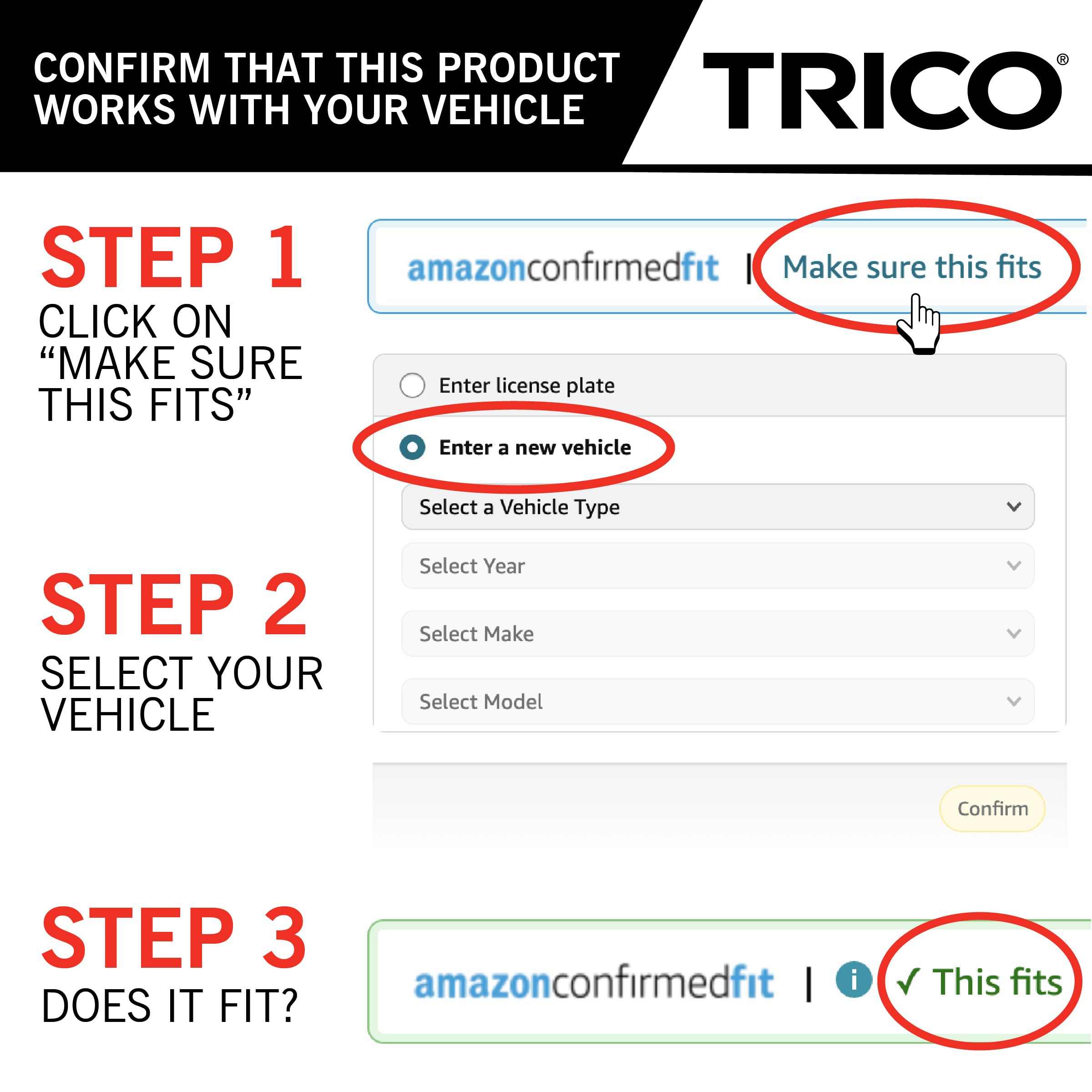 TRICO Exact Fit 12in rear wiper blade enhances rear safety during wet conditions.
