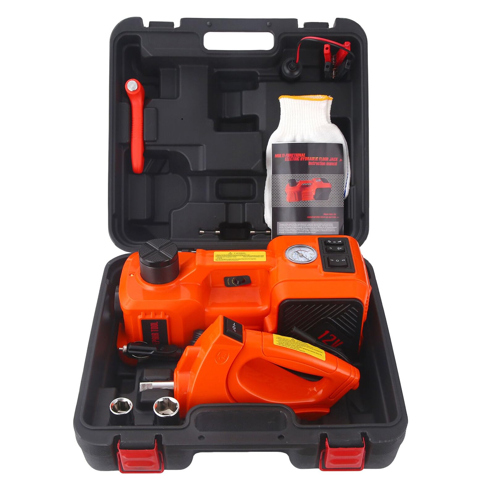 Trihelper electric jack 5t lift demonstrates quick vehicle lifting for maintenance.