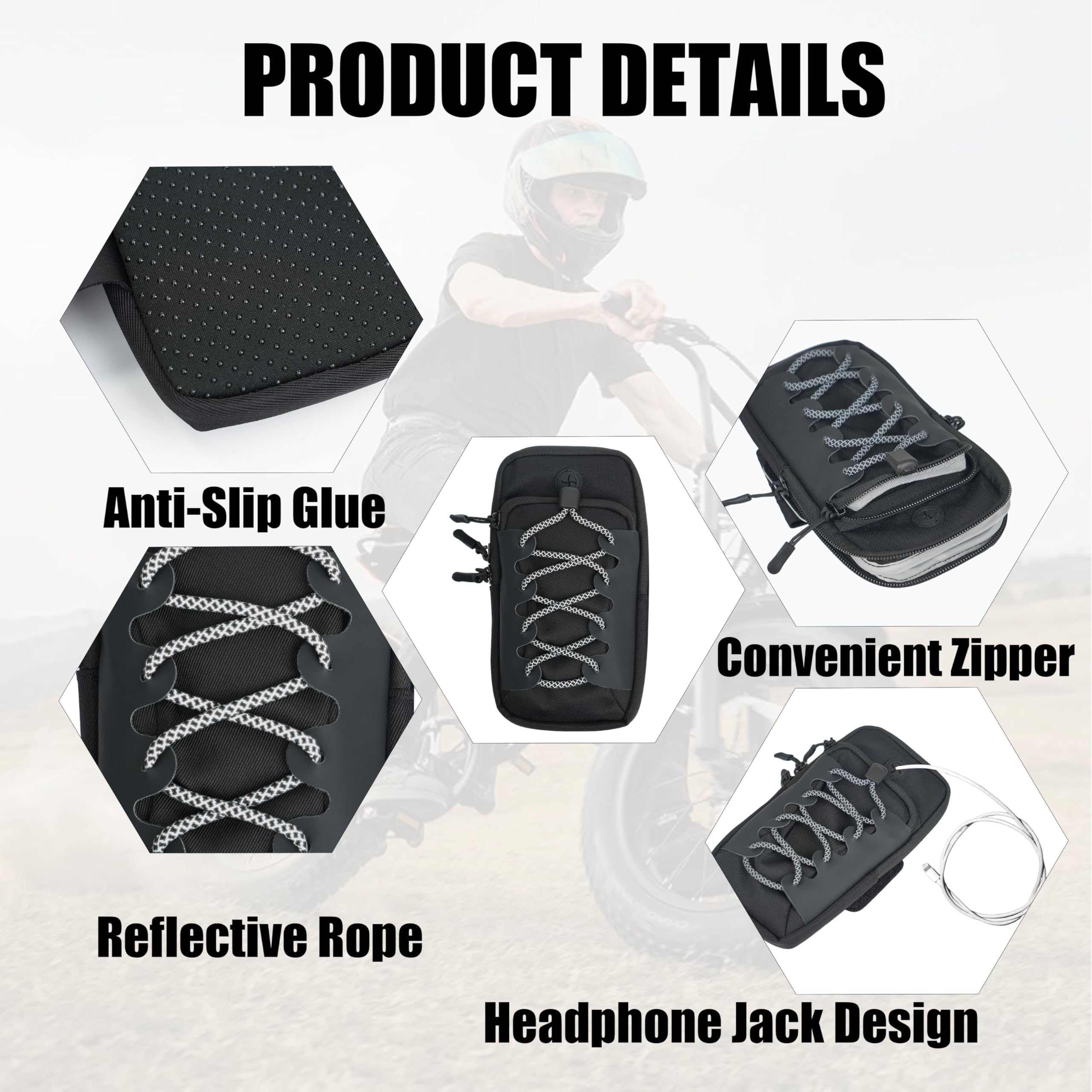 TRILVIX durable, water-repellent nylon resists mud and rain on rugged trails.
