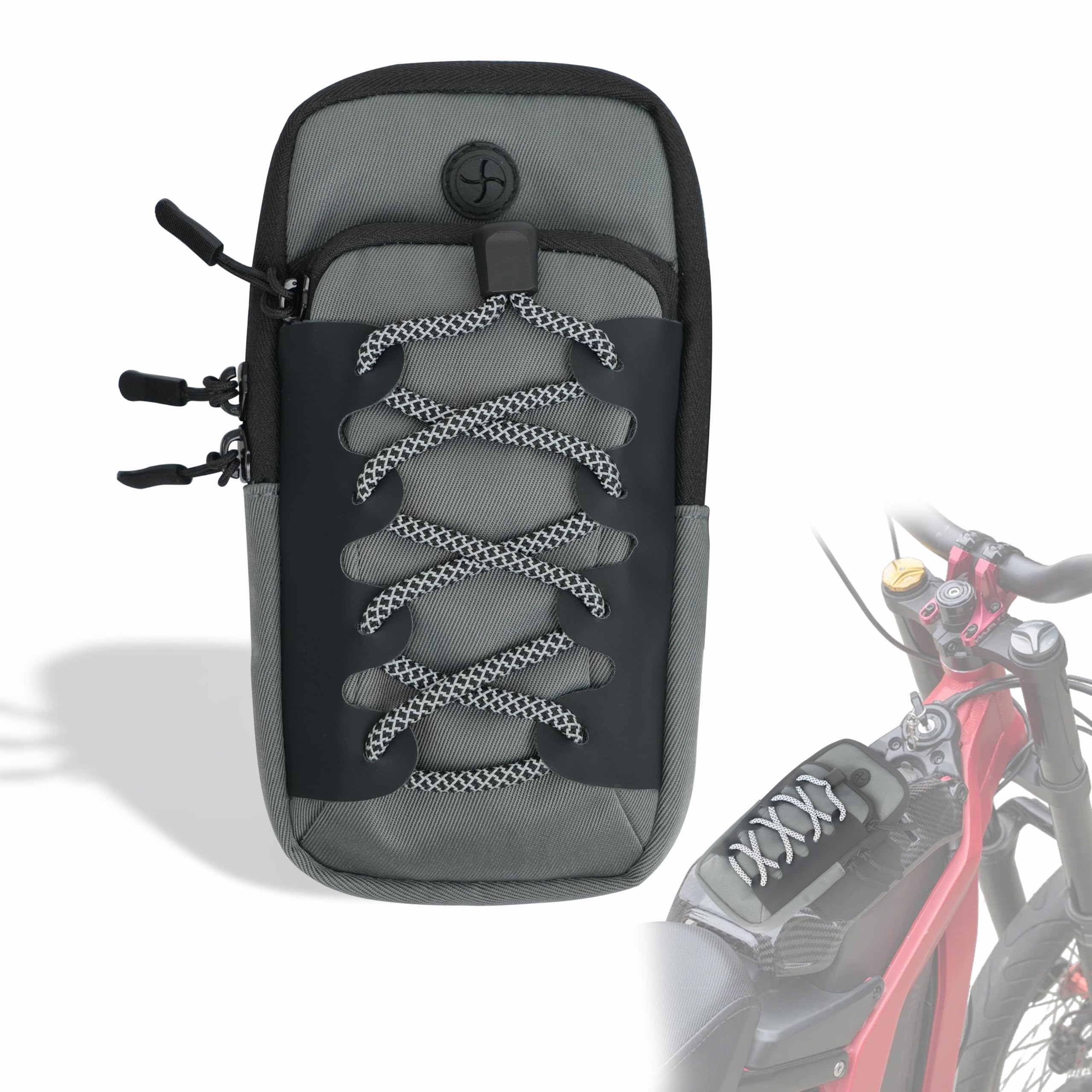 TRILVIX electric frame bag front cover keeps essentials within reach on off-road rides.
