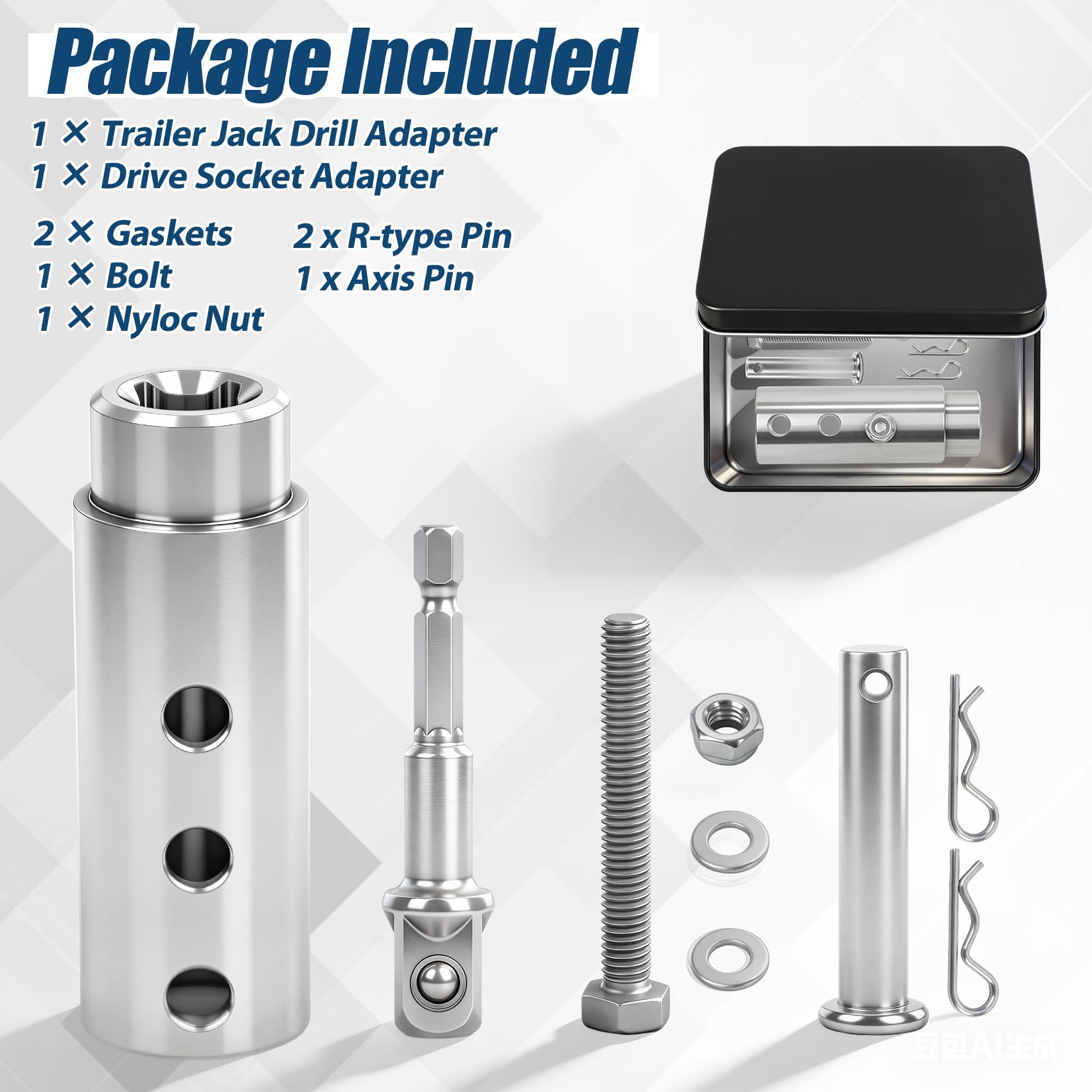 TRILVIX trailer jack drill adapter fits 1 inch jacks securely