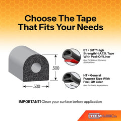 TRIM-LOK adhesive-backed HT tape for easy placement
