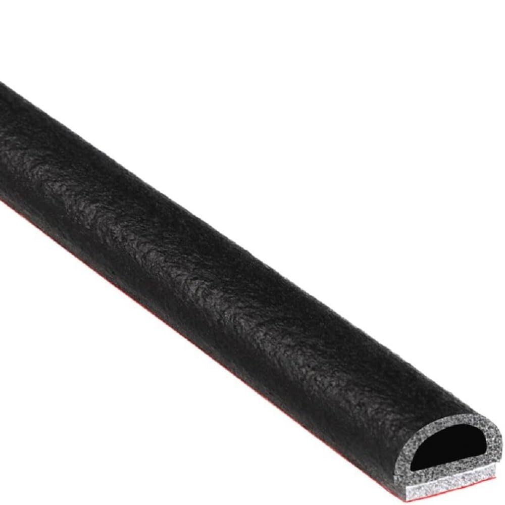 TRIM-LOK D-shaped seal with 3M tape for adhesive-backed installation on doors.