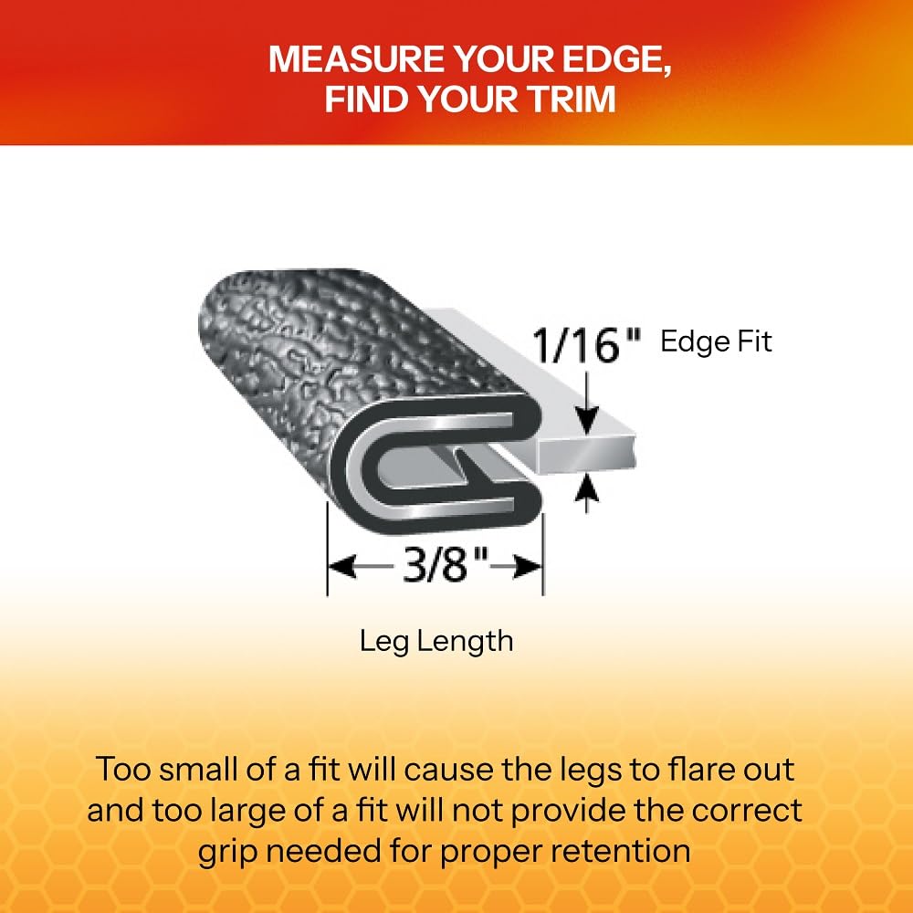 TRIM-LOK edge trim in black pebble finish on a surface edge
