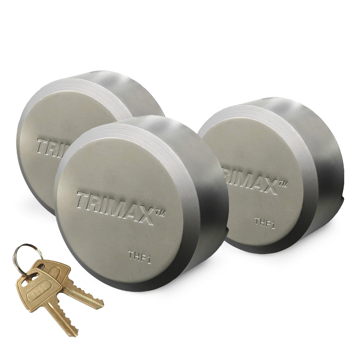 Trimax THP3XL trailer lock 3-pack in packaging, for secure cargo on the road